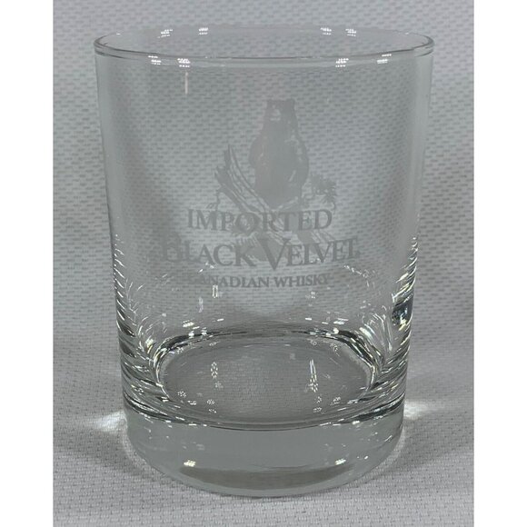 BLACK VELVET Canadian Whisky On The Rocks Glasses White Bear Clear Set of 2 - Picture 7 of 14